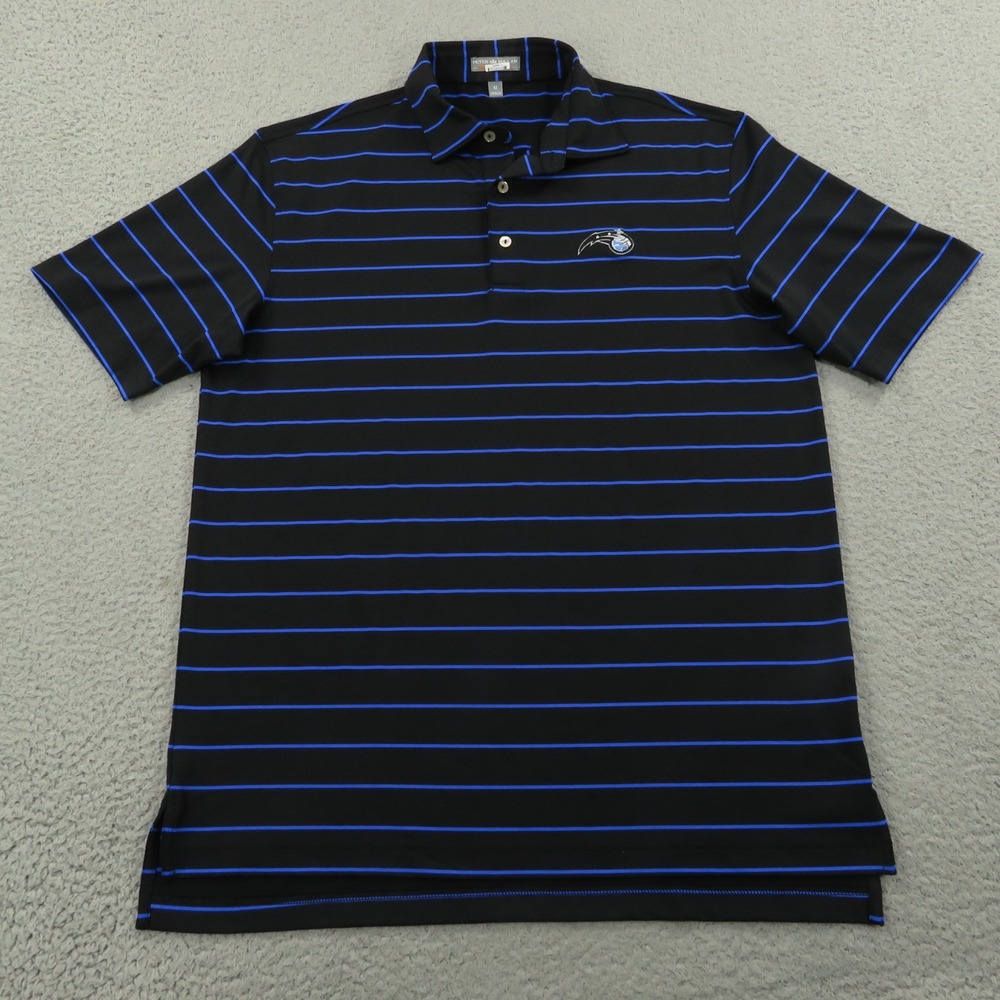 Orlando Magic Mens Medium Peter Millar Golf Polo Summer Comfort Striped Blue